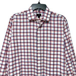 J.Crew Mens Cotton Red & Blue Plaid Button-Down Long Sleeve Shirt M